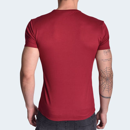Short Sleeve Round Neck Polo Shirt - WINE