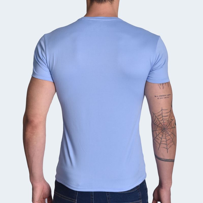 SHORT SLEEVE ROUND NECK POLO SHIRT - SKY