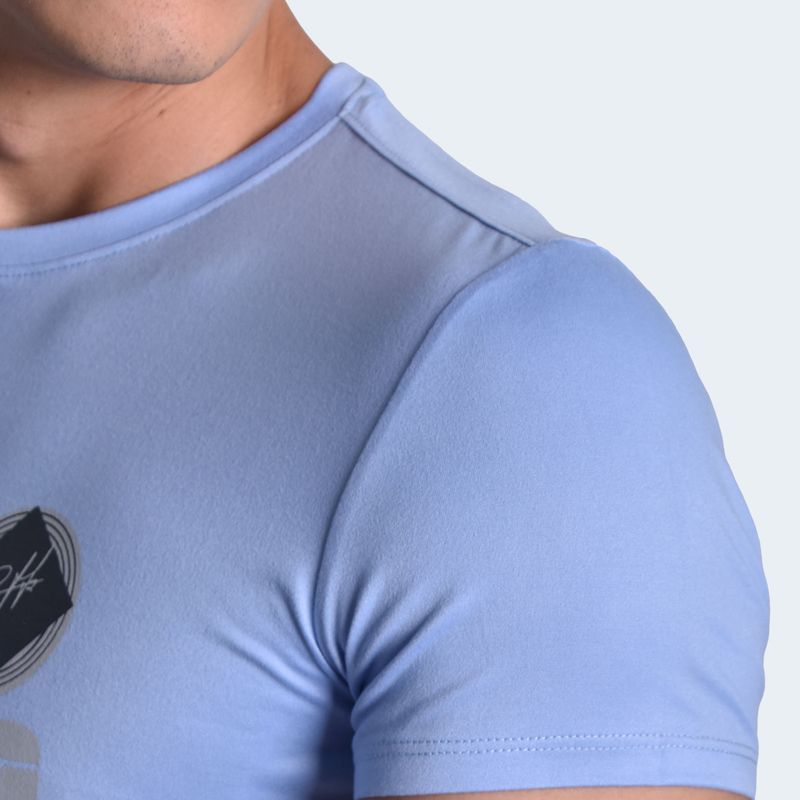 SHORT SLEEVE ROUND NECK POLO SHIRT - SKY