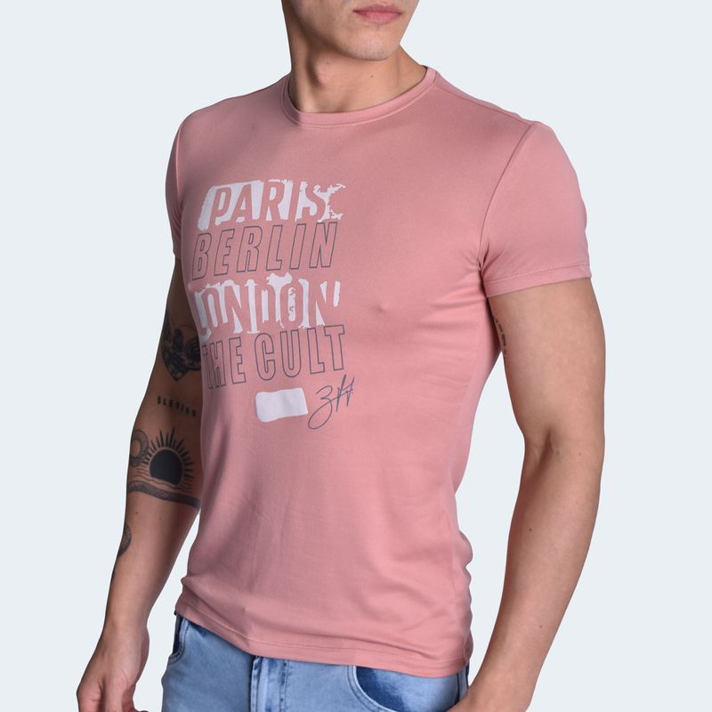 SHORT SLEEVE ROUND NECK POLO SHIRT - ROSY BROWN