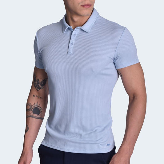 POLO CUELLO BOX MANGA CORTA - SKY