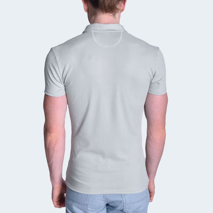 POLO CUELLO BOX MANGA CORTA - CEMENTO