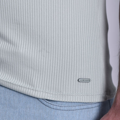 POLO CUELLO BOX MANGA CORTA - CEMENTO