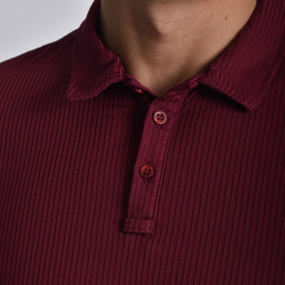 POLO CUELLO BOX MANGA CORTA - BURGUNDY