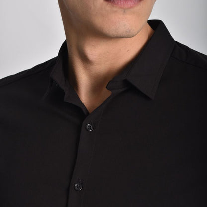 Camisa Manga Corta Premium Perfect Fit ligera y transpirable - NEGRO