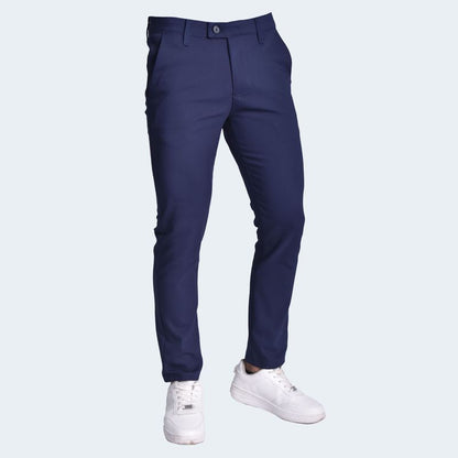OLD MONEY SLIM-FIT TROUSERS - NAVY BLUE