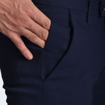 OLD MONEY SLIM-FIT TROUSERS - NAVY BLUE