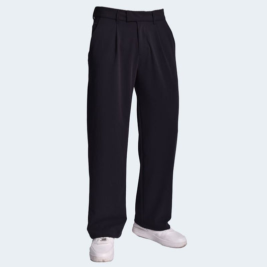 Pantalon Wide Leg para Hombre Estilo Old Money Perfect Fit Diseño Clásico Elegante y Versátil - NEGRO