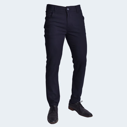 Pantalon Semipitillo Estilo Clásico, Perfect Fit, Tela Premium, Elegante y Versátil - AZUL MARINO