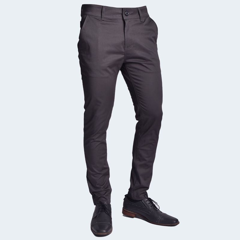Pantalon Pitillo Satinado Elegante Perfect Fit con Acabado Suave - PLOMO