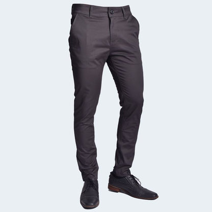 Pantalon Pitillo Satinado Elegante Perfect Fit con Acabado Suave - PLOMO