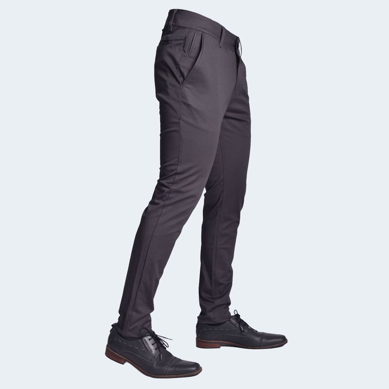 Pantalon Pitillo Satinado Elegante Perfect Fit con Acabado Suave - PLOMO