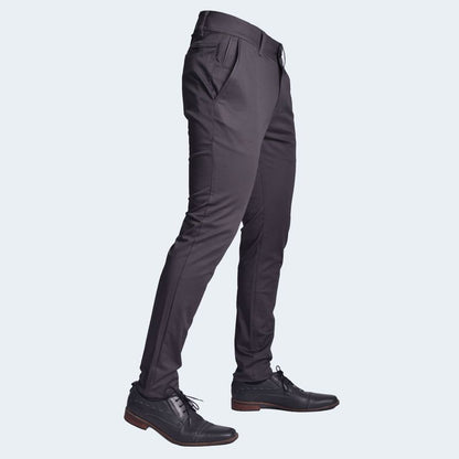 Pantalon Pitillo Satinado Elegante Perfect Fit con Acabado Suave - PLOMO