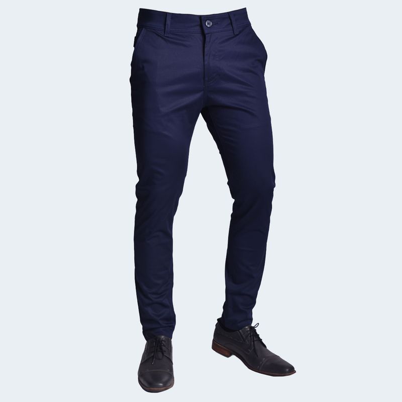 Pantalon Pitillo Satinado Elegante Perfect Fit con Acabado Suave - AZUL
