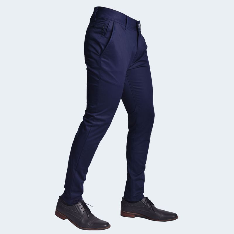 Pantalon Pitillo Satinado Elegante Perfect Fit con Acabado Suave - AZUL
