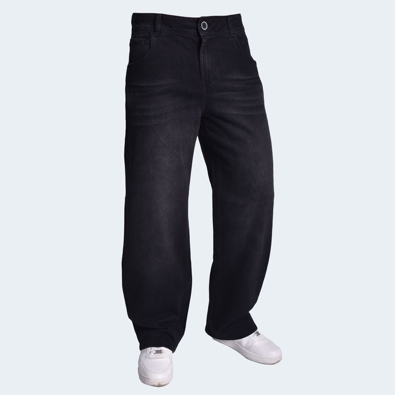 PANTALON DENIM CONFORT ENTALLE WIDE LEG - NEGRO