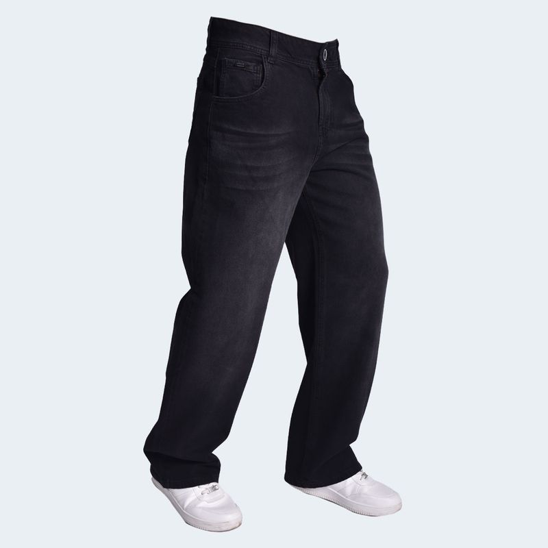 PANTALON DENIM CONFORT ENTALLE WIDE LEG - NEGRO