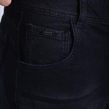 PANTALON DENIM CONFORT ENTALLE WIDE LEG - NEGRO