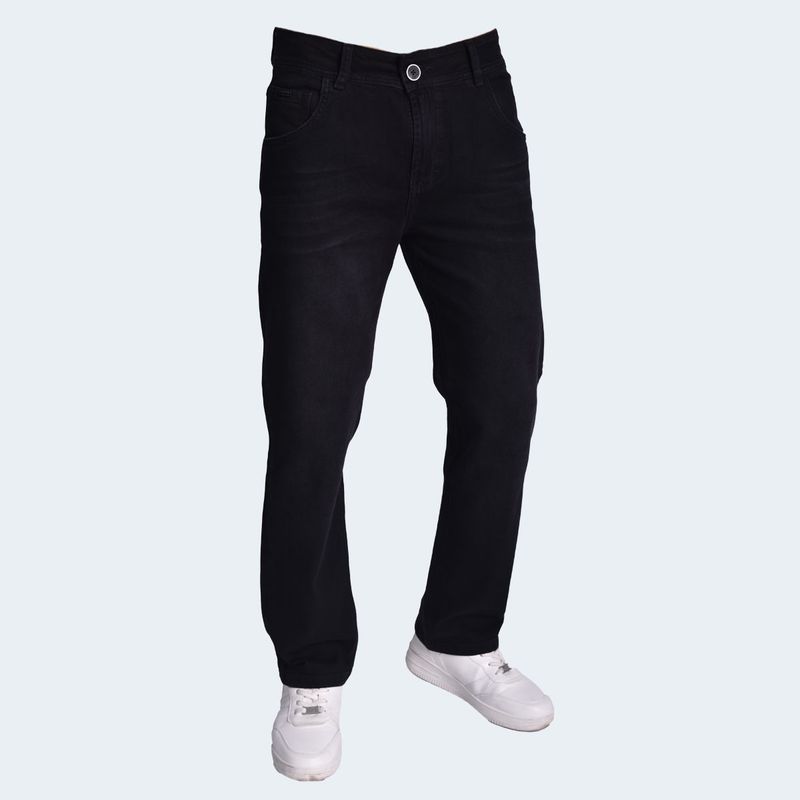 Pantalon denim confort straight fit premium versátil y moderno - NEGRO