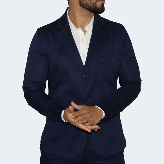 PERFECT FIT SATIN BLAZER - NIGHT BLUE