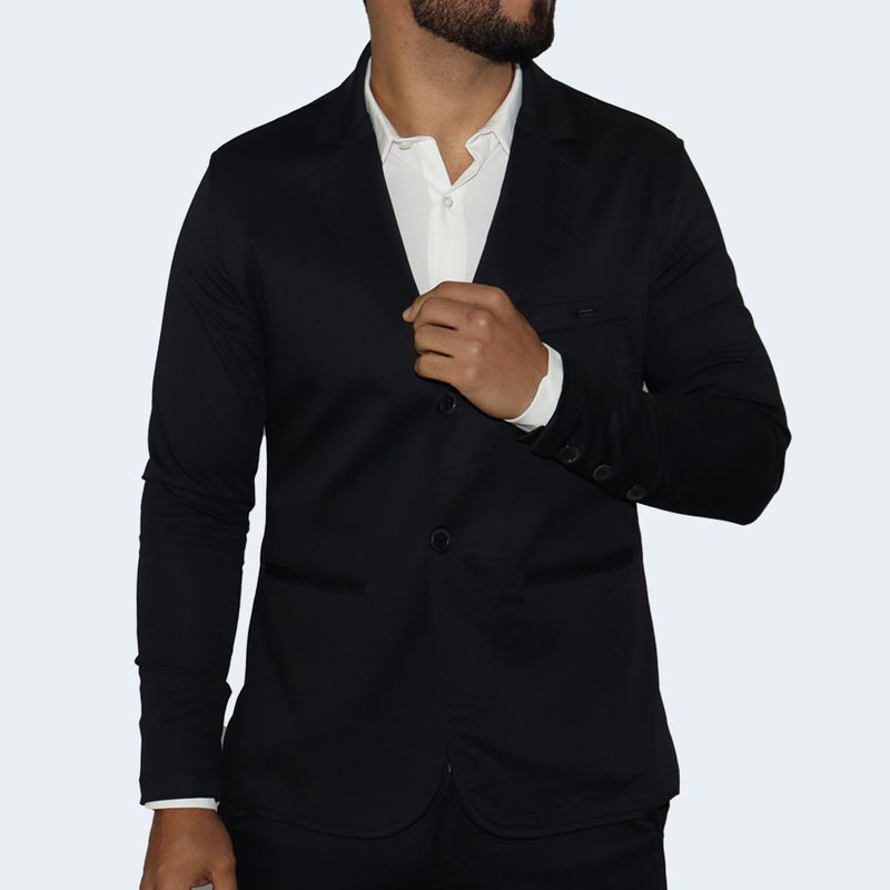 PERFECT FIT SATIN BLAZER - BLACK