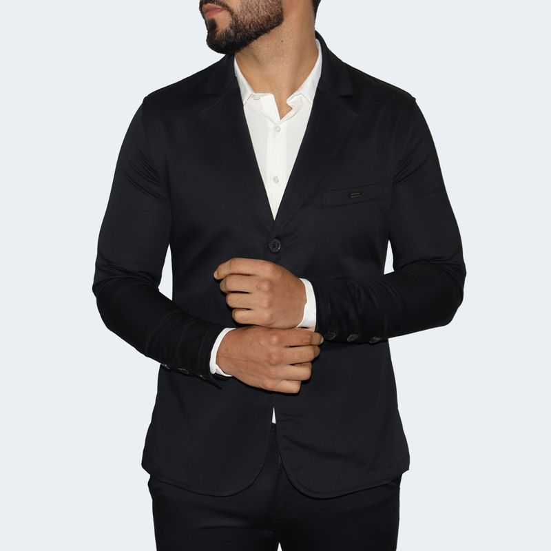 PERFECT FIT SATIN BLAZER - BLACK