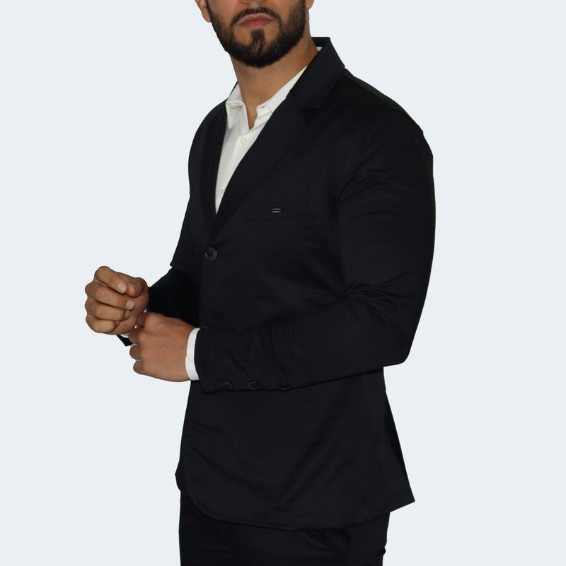 PERFECT FIT SATIN BLAZER - BLACK