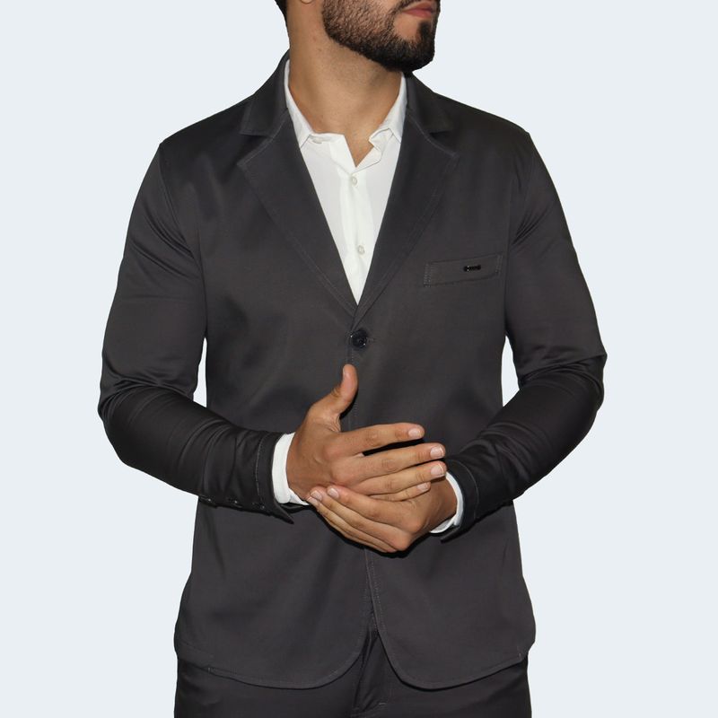 BLAZER SATINADO PERFECT FIT - PLOMO