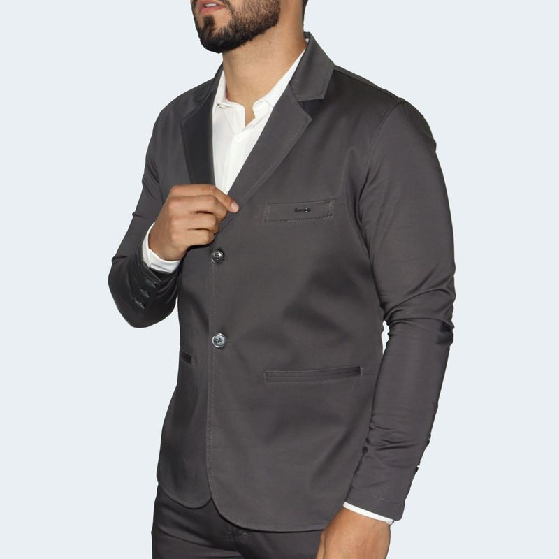 BLAZER SATINADO PERFECT FIT - PLOMO