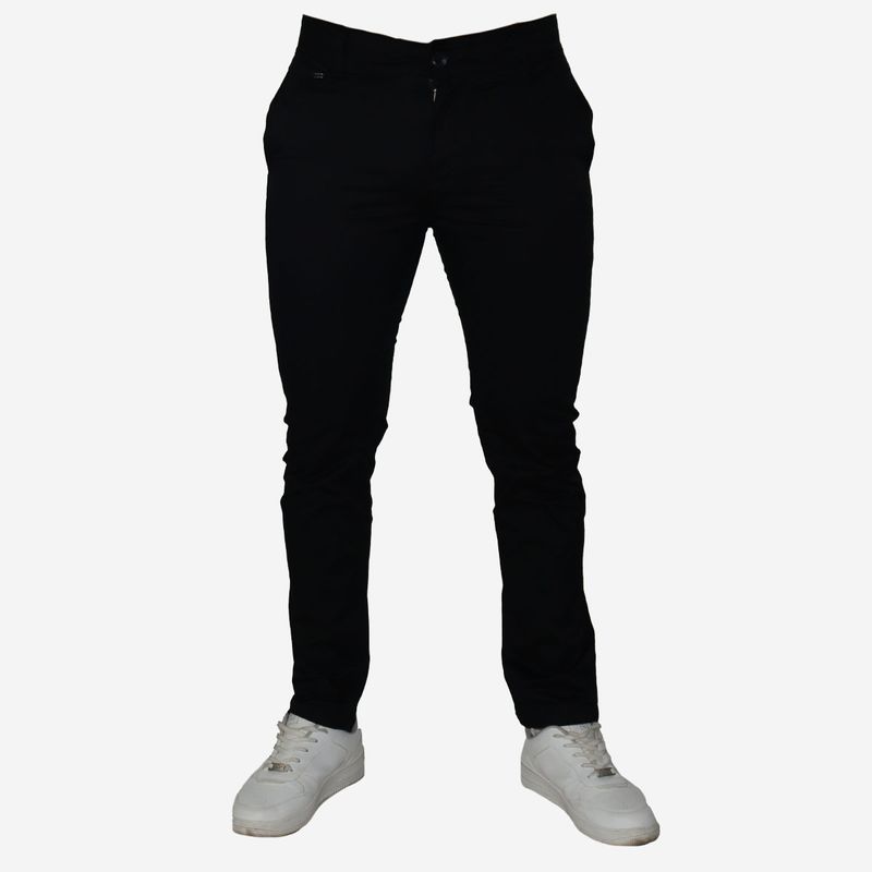 SEMI-SKINNY DRILL PANTS - BLACK