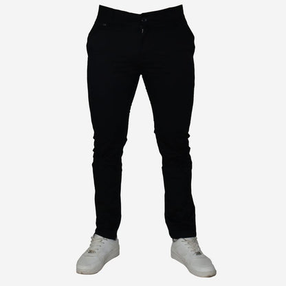 SEMI-SKINNY DRILL PANTS - BLACK