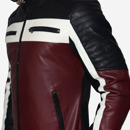 Biker jacket de ecocuero tricolor – ideal para climas fríos, looks audaces y actitud urbana