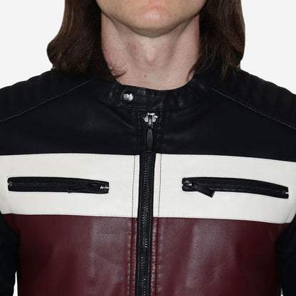 Biker jacket de ecocuero tricolor – ideal para climas fríos, looks audaces y actitud urbana