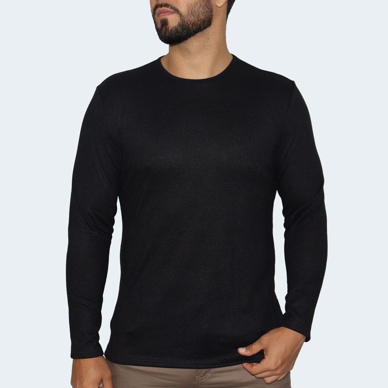 Signature Round Neck Sweater for men, perfect fit, anatomical and breathable special fabric, modern style - BLACK