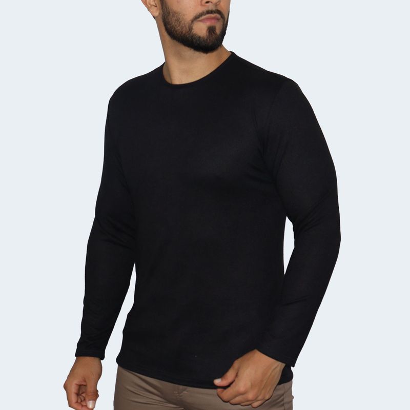 Signature Round Neck Sweater for men, perfect fit, anatomical and breathable special fabric, modern style - BLACK