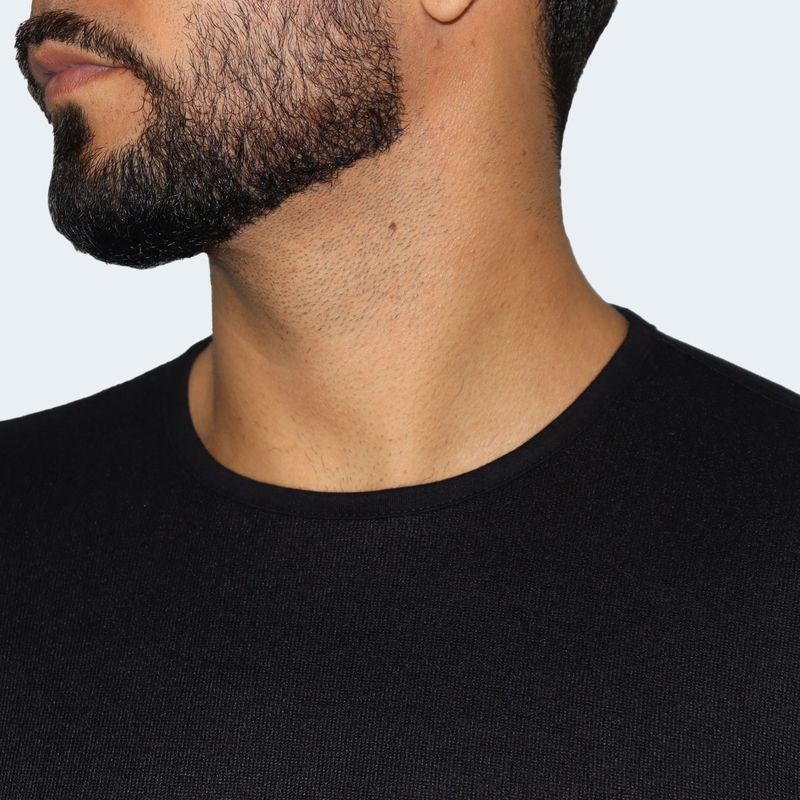 Signature Round Neck Sweater for men, perfect fit, anatomical and breathable special fabric, modern style - BLACK