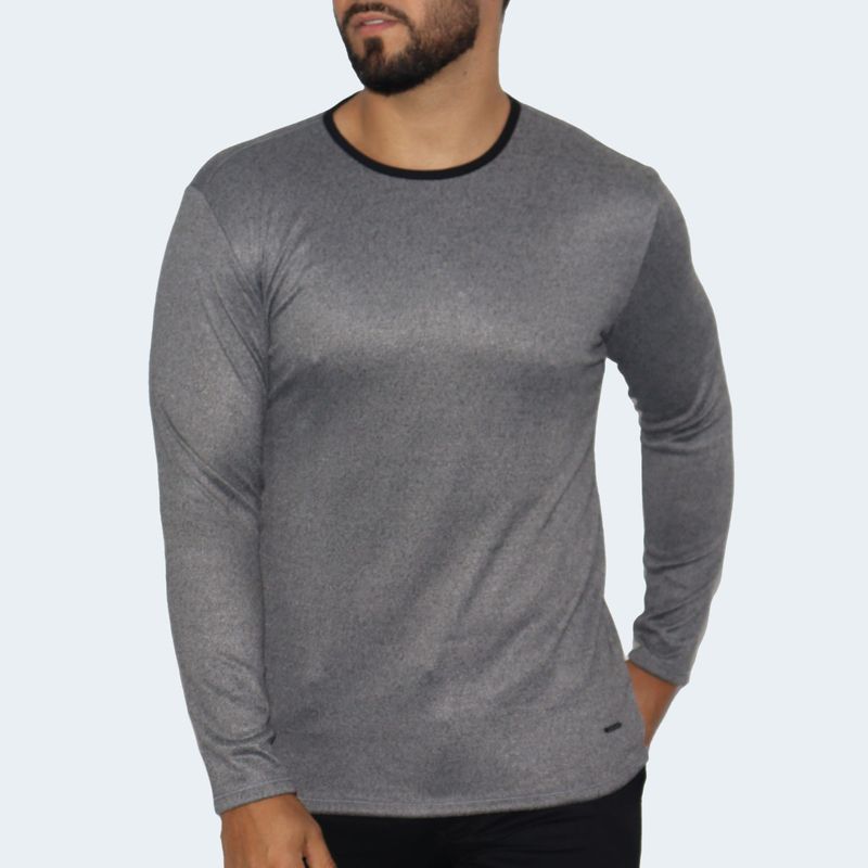 Men's Signature round neck sweater, perfect fit, special anatomical and breathable fabric, modern style - GREY