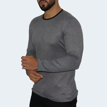 Men's Signature round neck sweater, perfect fit, special anatomical and breathable fabric, modern style - GREY