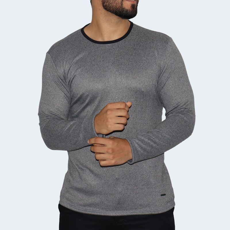 Men's Signature round neck sweater, perfect fit, special anatomical and breathable fabric, modern style - GREY