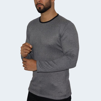 Men's Signature round neck sweater, perfect fit, special anatomical and breathable fabric, modern style - GREY