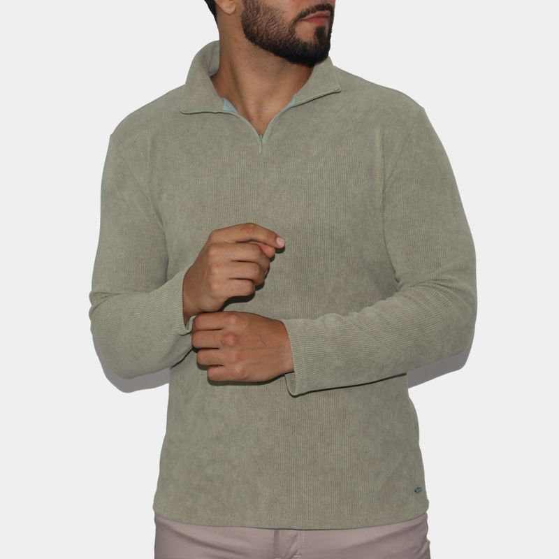 Signature high-neck men's jacket with exclusive zip - CEMENT