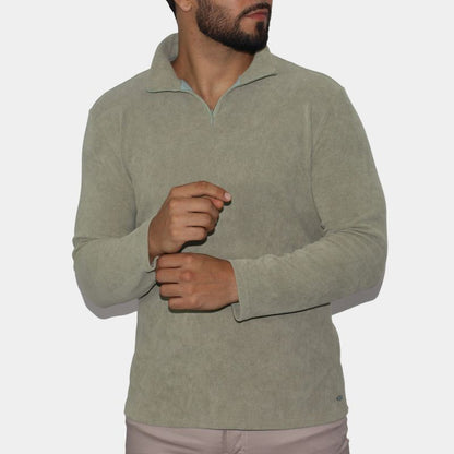 Signature high-neck men's jacket with exclusive zip - CEMENT