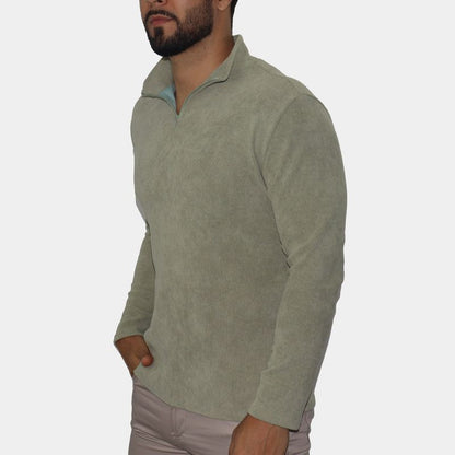 Signature high-neck men's jacket with exclusive zip - CEMENT