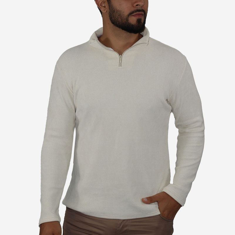 Men's Signature high-neck zip-up jumper - IVORY