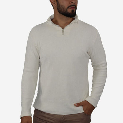 Men's Signature high-neck zip-up jumper - IVORY