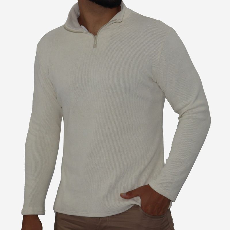 Men's Signature high-neck zip-up jumper - IVORY