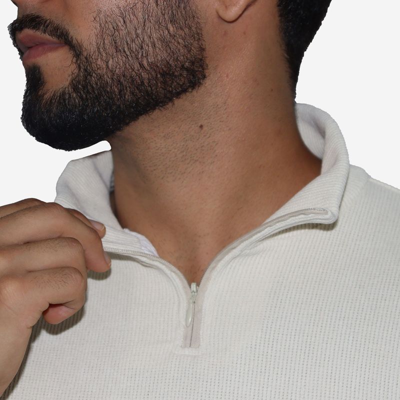 Men's Signature high-neck zip-up jumper - IVORY