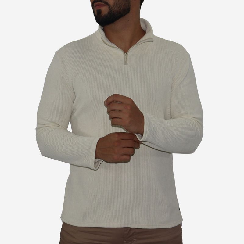Men's Signature high-neck zip-up jumper - IVORY
