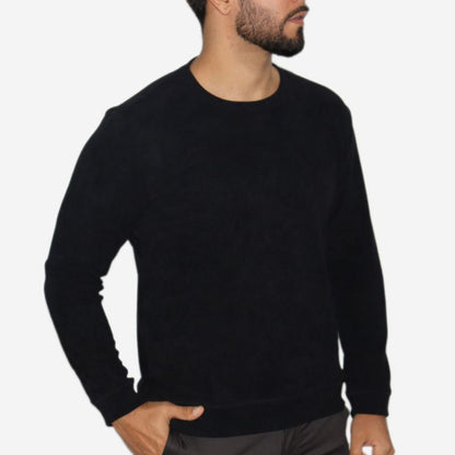 Signature crew neck sweater - ideal for cold days with relaxed style and extra warmth - BLACK