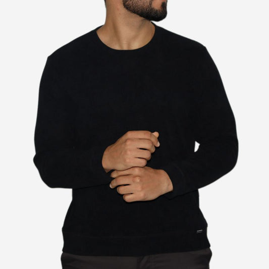 Suéter Signature cuello redondo – ideal para días fríos con estilo relajado y calidez extra - NEGRO